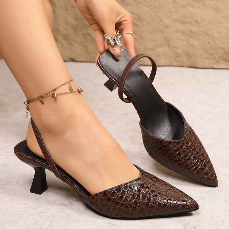 Damen elegante Slingback-Pumps mit spitzem Zehenbereich und komfortablem Absatz EB