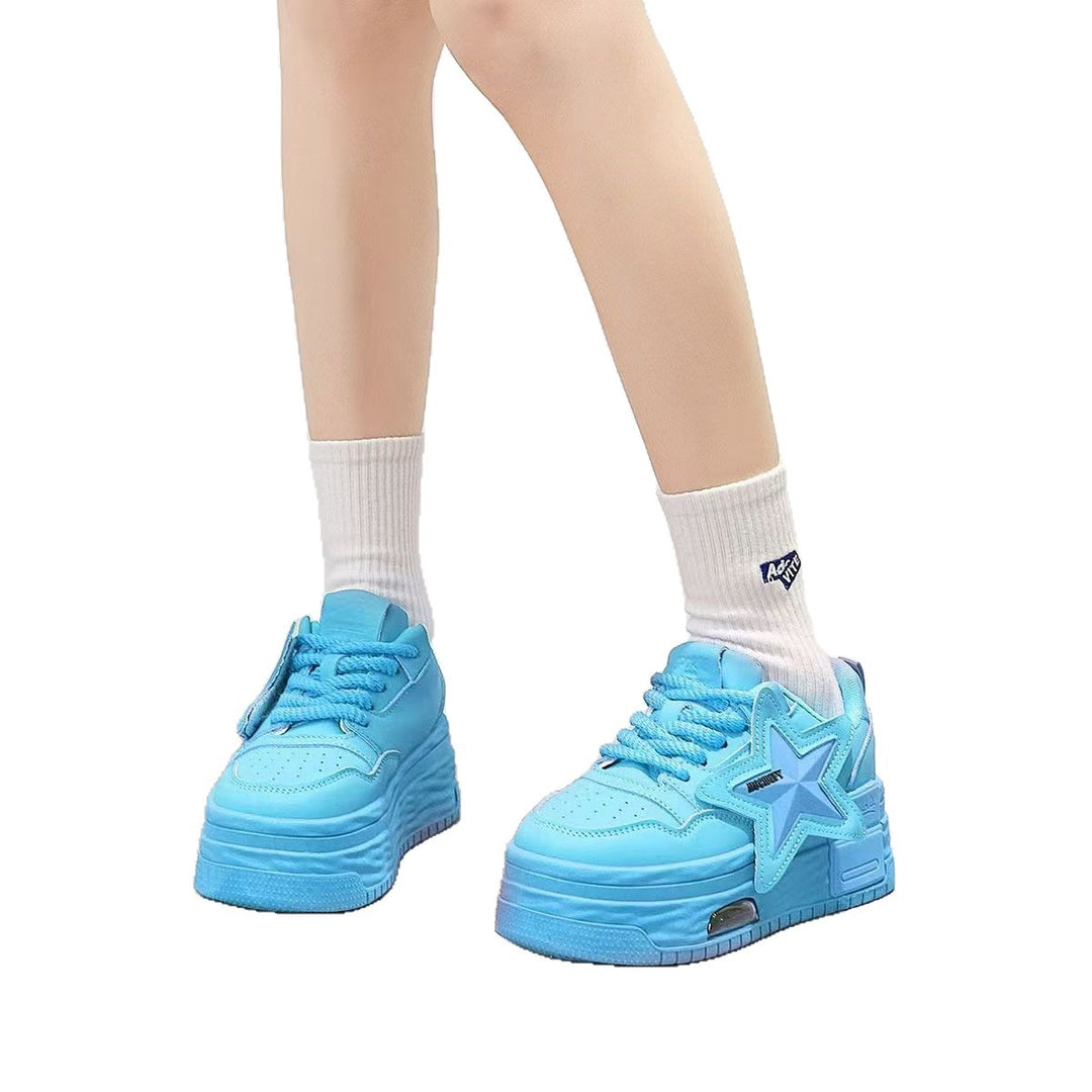Damen Sportliche Plateausneaker mit einzigartiger Sternapplikation EB
