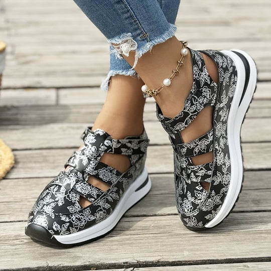 Damen Sportliche Freizeitschuhe mit floralem Design und rutschfester Sohle EB