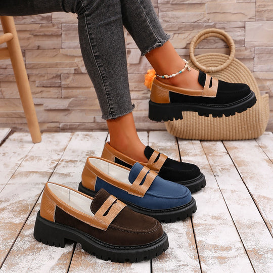 Damen Modische Loafer mit robuster Gummisohle EB
