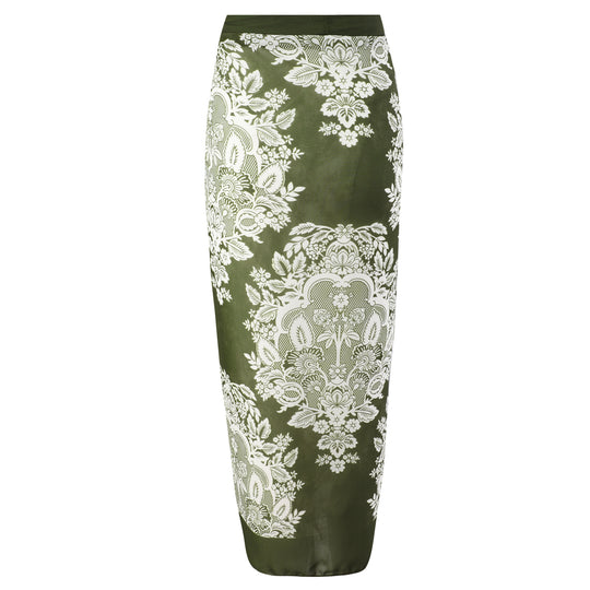 Damen Badeanzug mit modischem Wickelrock und floralem Design EB