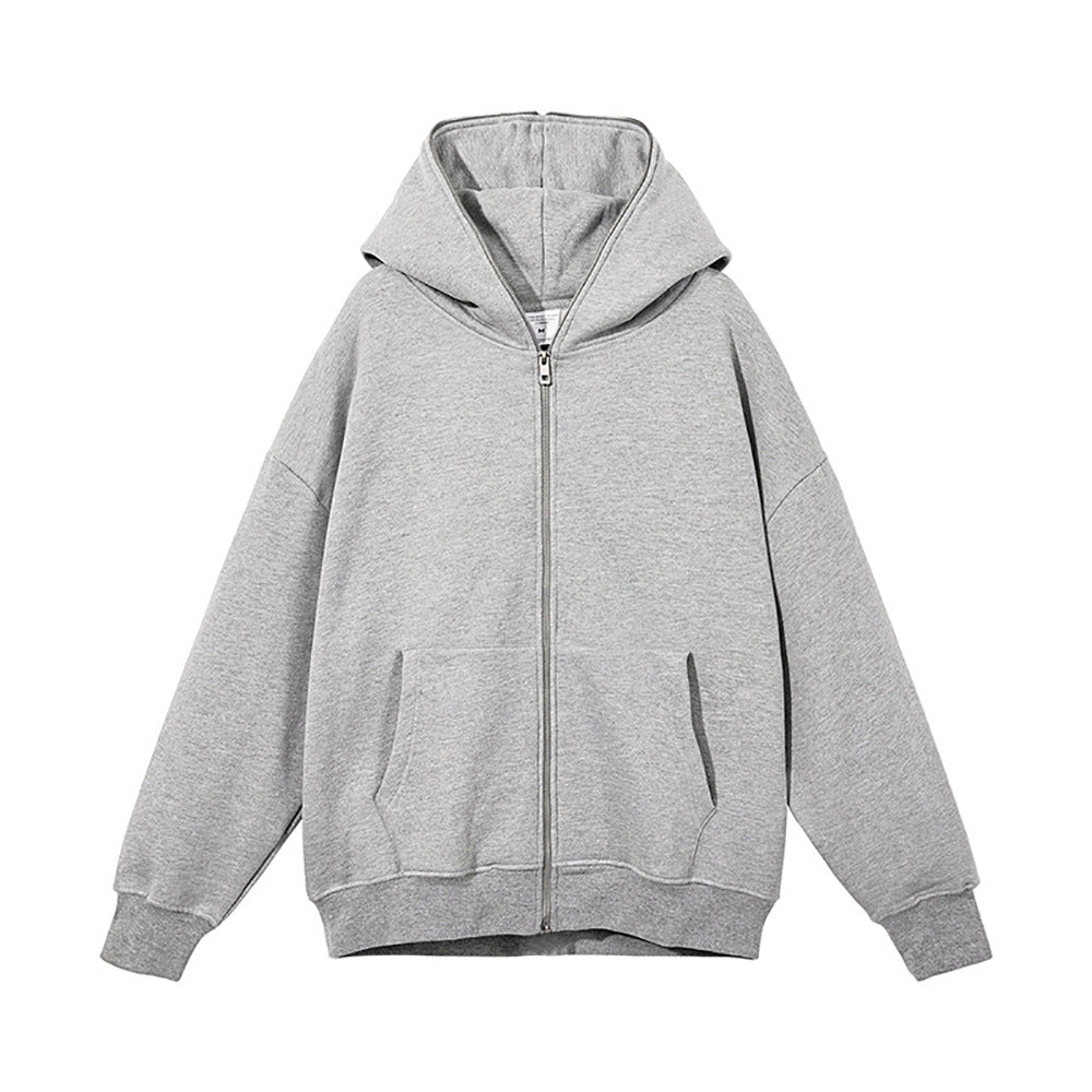 Unisex nan Kapuzenjacke mit durchgehendem Reißverschluss, doppellagiger Kapuze und Kängurutaschen EB