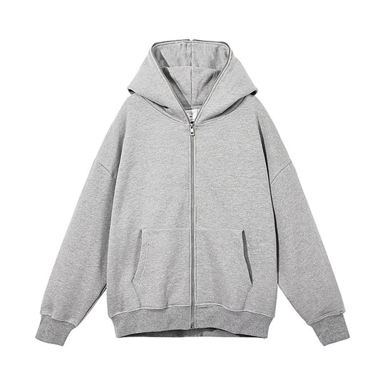 Unisex nan Kapuzenjacke mit durchgehendem Reißverschluss, doppellagiger Kapuze und Kängurutaschen EB