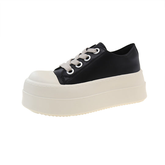 Damen Plattform Sneakers mit modischem Obermaterial und auffälligem Absatz EB