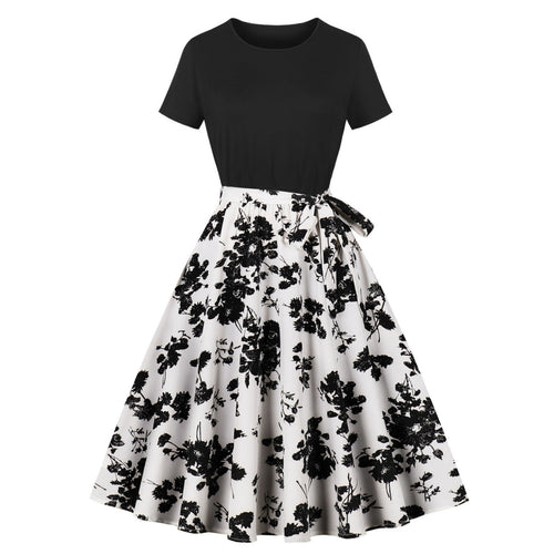 Damen Elegantes Spitzen-Kleid mit kontrastierendem Oberteil und fließendem Rock EB