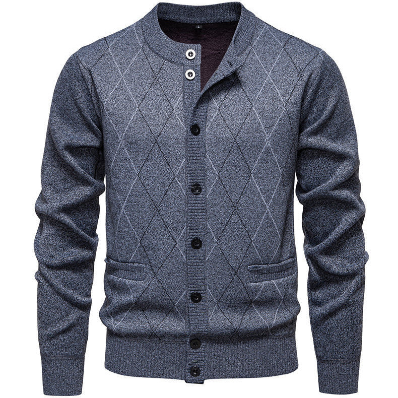 Herren stylische Strickjacke mit diamantförmigem Muster EB