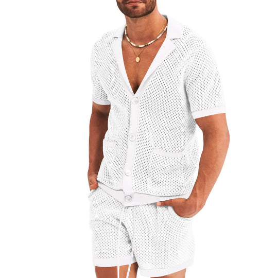 Herren atmungsaktives Künstler-Shorts-Set mit strukturiertem Design EB
