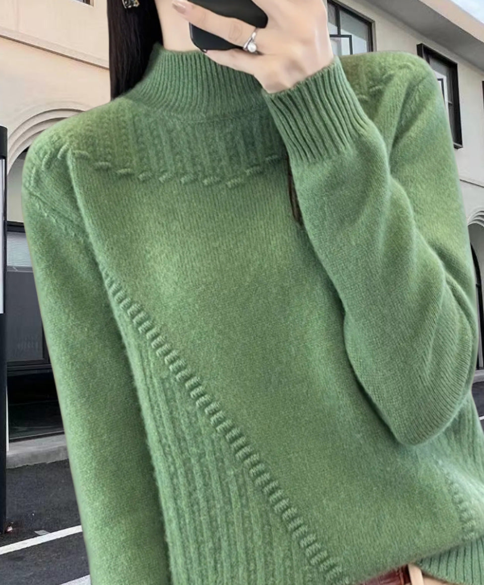 Damen Strickpullover mit elegantem Stehkragen und strukturiertem Design EB