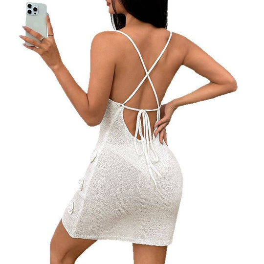 Damen Häkelkleid mit floralen Applikationen EB