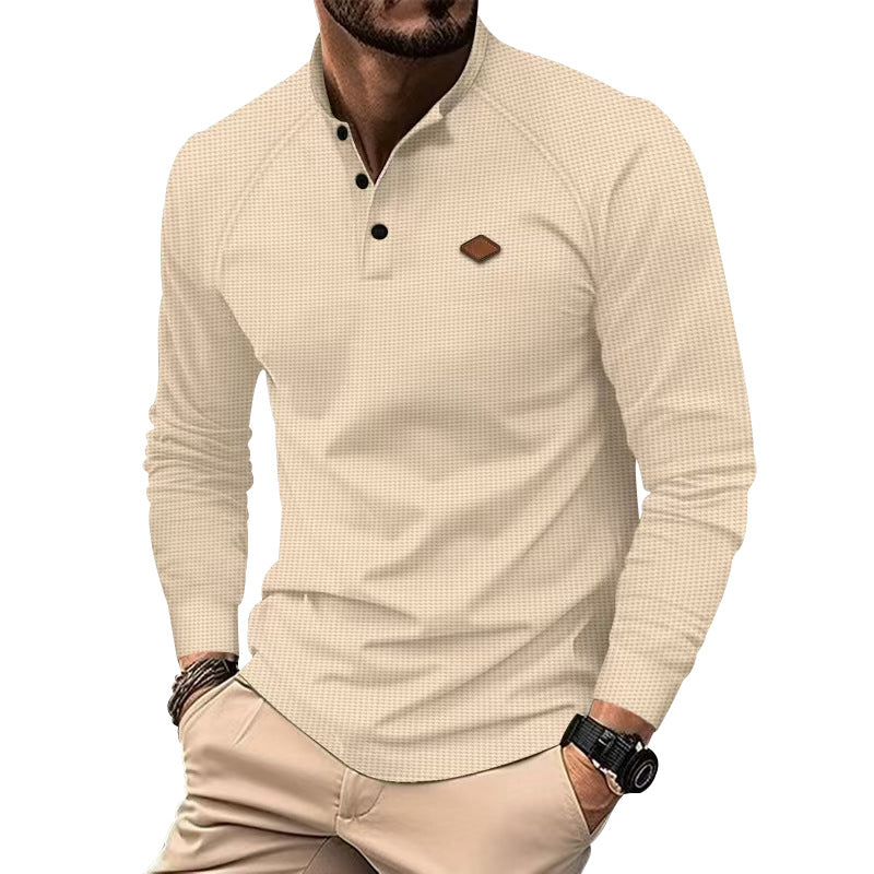 Herren Langarm-Henley-Shirt mit strukturierter Oberfläche und modischen Knopfdetails EB