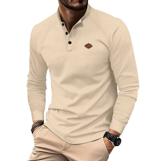 Herren Langarm-Henley-Shirt mit strukturierter Oberfläche und modischen Knopfdetails EB