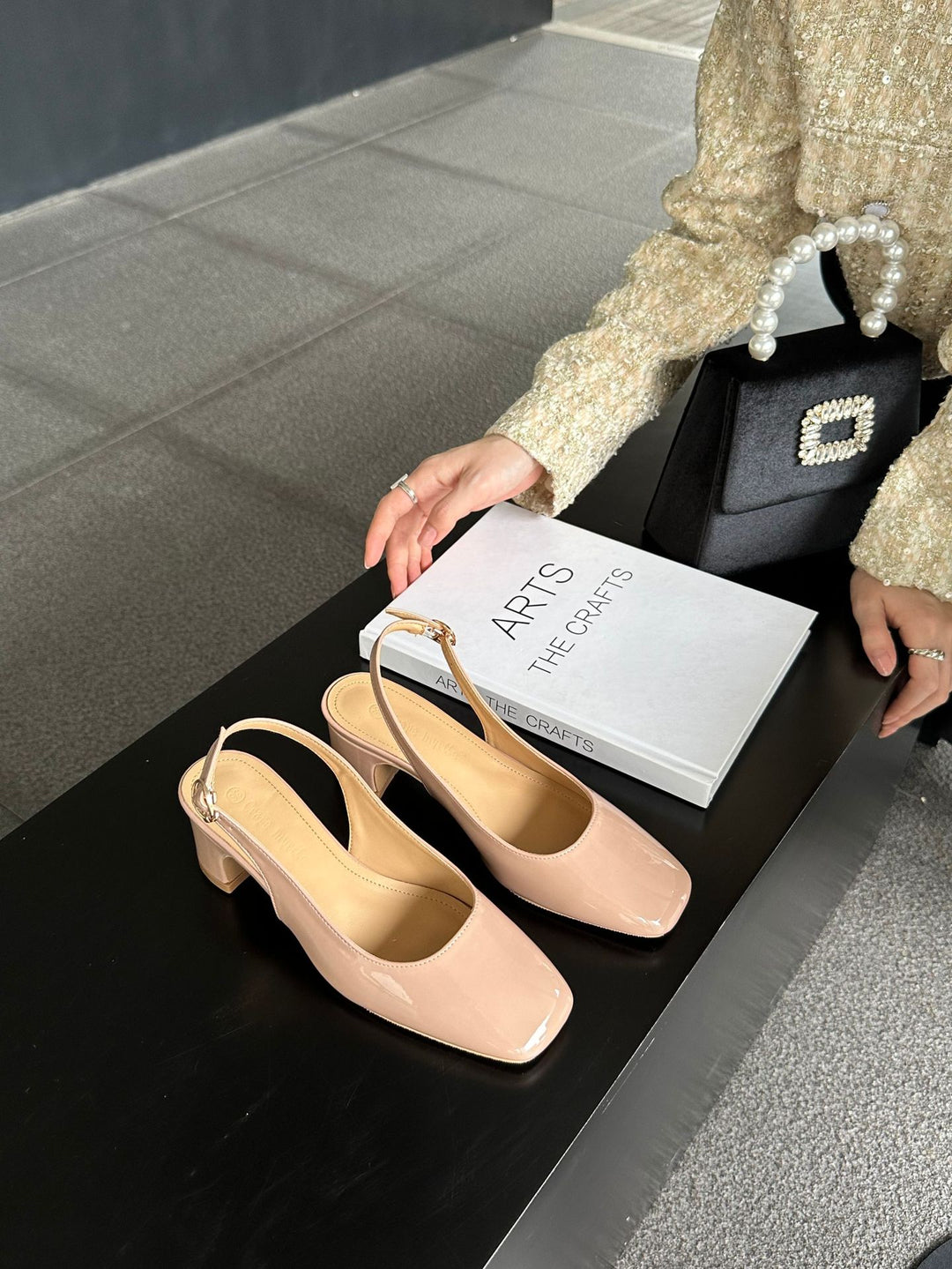 Damen elegante Slingback-Pumps mit modischem Absatz EB