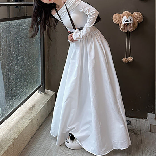 Damen elegantes Off-Shoulder Maxikleid mit modernen Trägerdetails EB