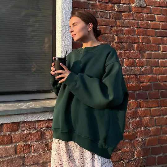 Damen Oversized Sweatshirt im lässigen Stil mit übergroßen Ärmeln und elastischen Bündchen EB