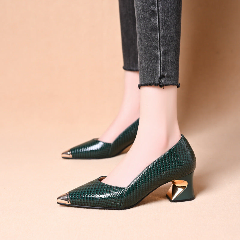 Damen Elegante Pumps mit innovativem geometrischem Absatz EB