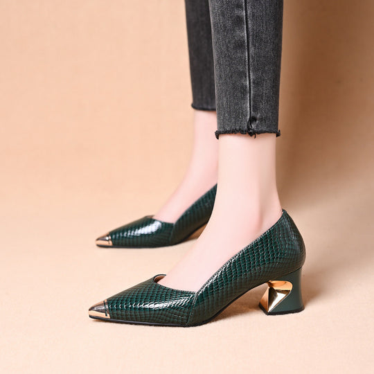 Damen Elegante Pumps mit innovativem geometrischem Absatz EB