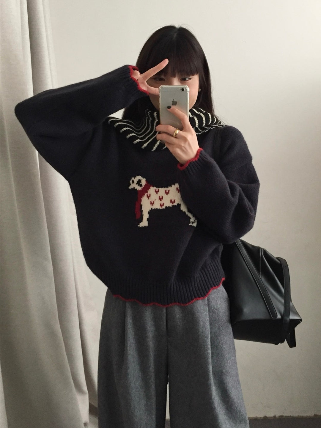 Damen kuscheliger Pullover mit Tiermotiv EB