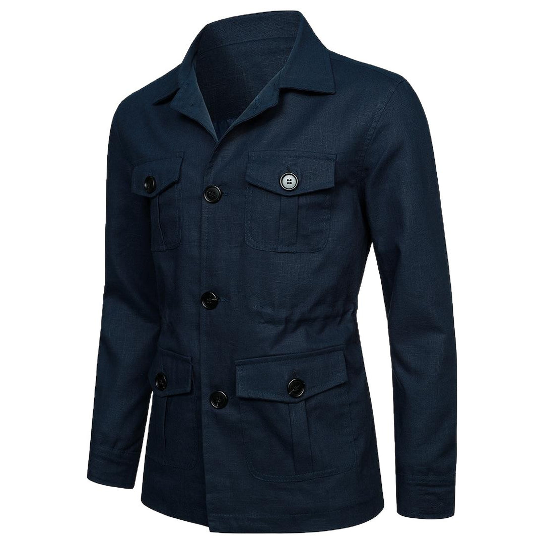 Herren nan Utility-Jacke aus Leinen mit vier aufgesetzten Taschen und taillierter Silhouette EB