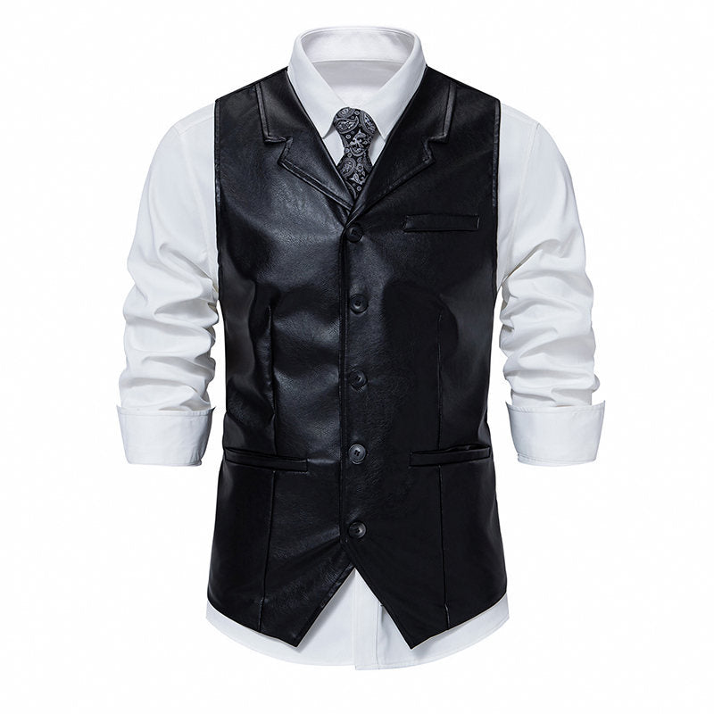 Herren elegante Kunstlederweste EB