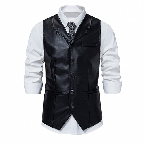 Herren elegante Kunstlederweste EB