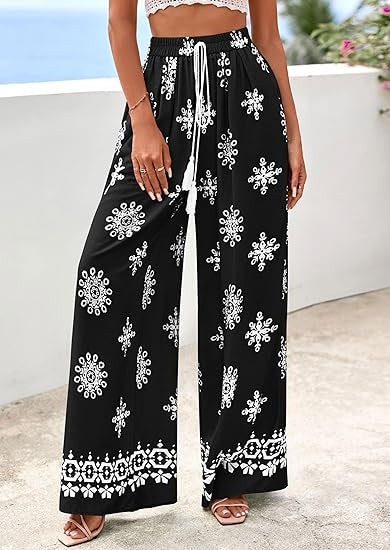 Damen weite Sommerhose mit Boho-Muster EB