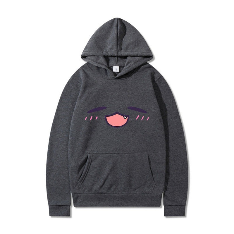 Damen Kapuzenpullover mit fröhlichem Cartoon-Gesicht und bequemer Passform EB