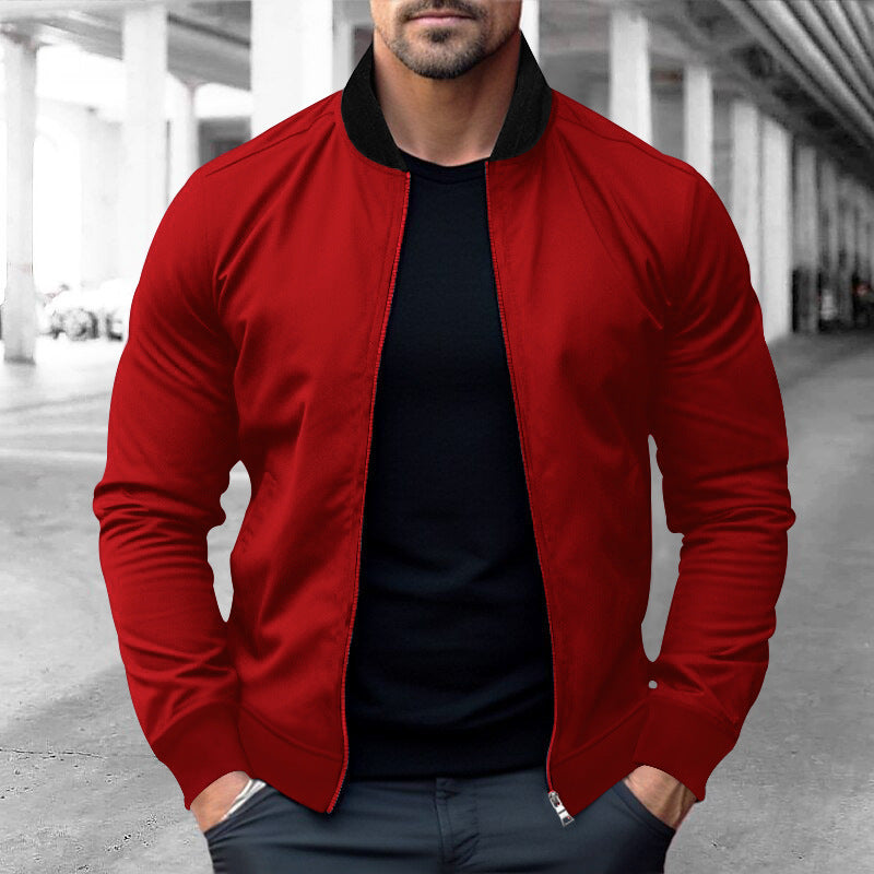 Herren sportliche Sweatjacke mit hohem Kragen und seitlichen Eingrifftaschen EB