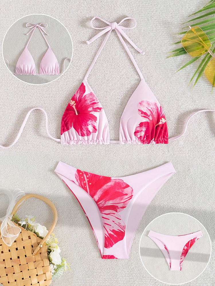 Damen Triangel-Bikini-Set mit floralem Design und verstellbaren Trägern EB