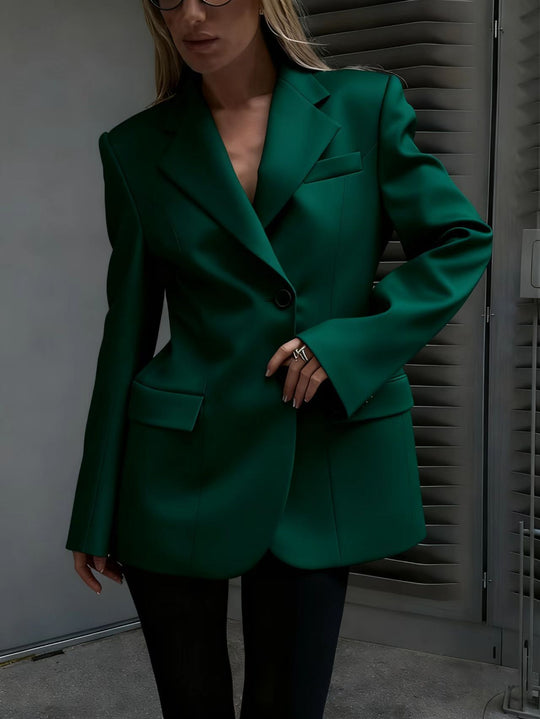Damen Oversized Longblazer mit betonter Schulterpartie und Pattentaschen EB