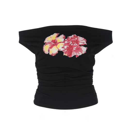 Damen Off-Shoulder Top mit floralen Applikationen EB