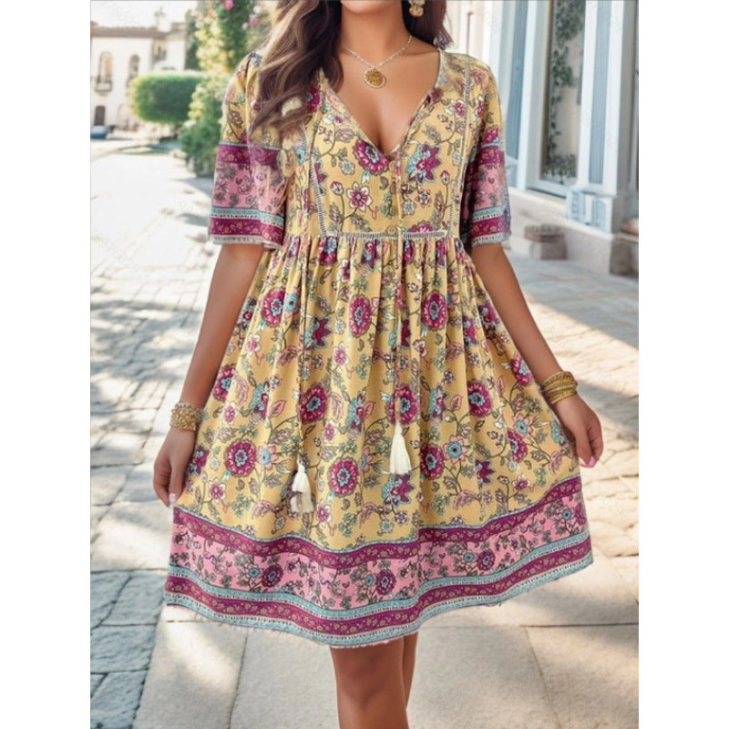 Damen Blühendes Sommerkleid mit Volant EB