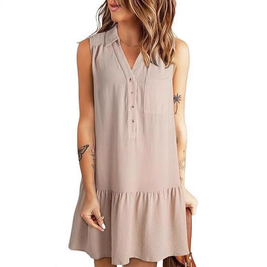 Damen Blusenkleid mit Rüschen und Taschen EB