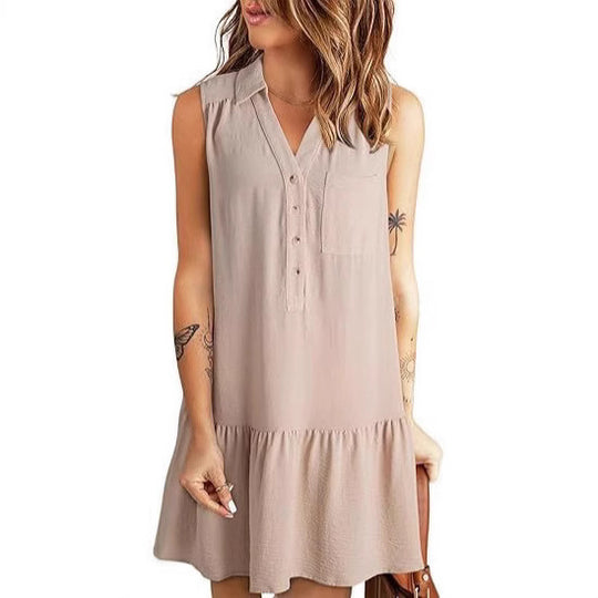 Damen Blusenkleid mit Rüschen und Taschen EB