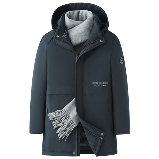 Herren mittellanger Thermoparka mit Kapuze, wind- und wasserabweisender Performance-Außenhülle EB