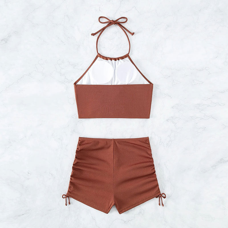 Damen Sportliches Crop-Bikiniset mit verstellbaren Riemen EB
