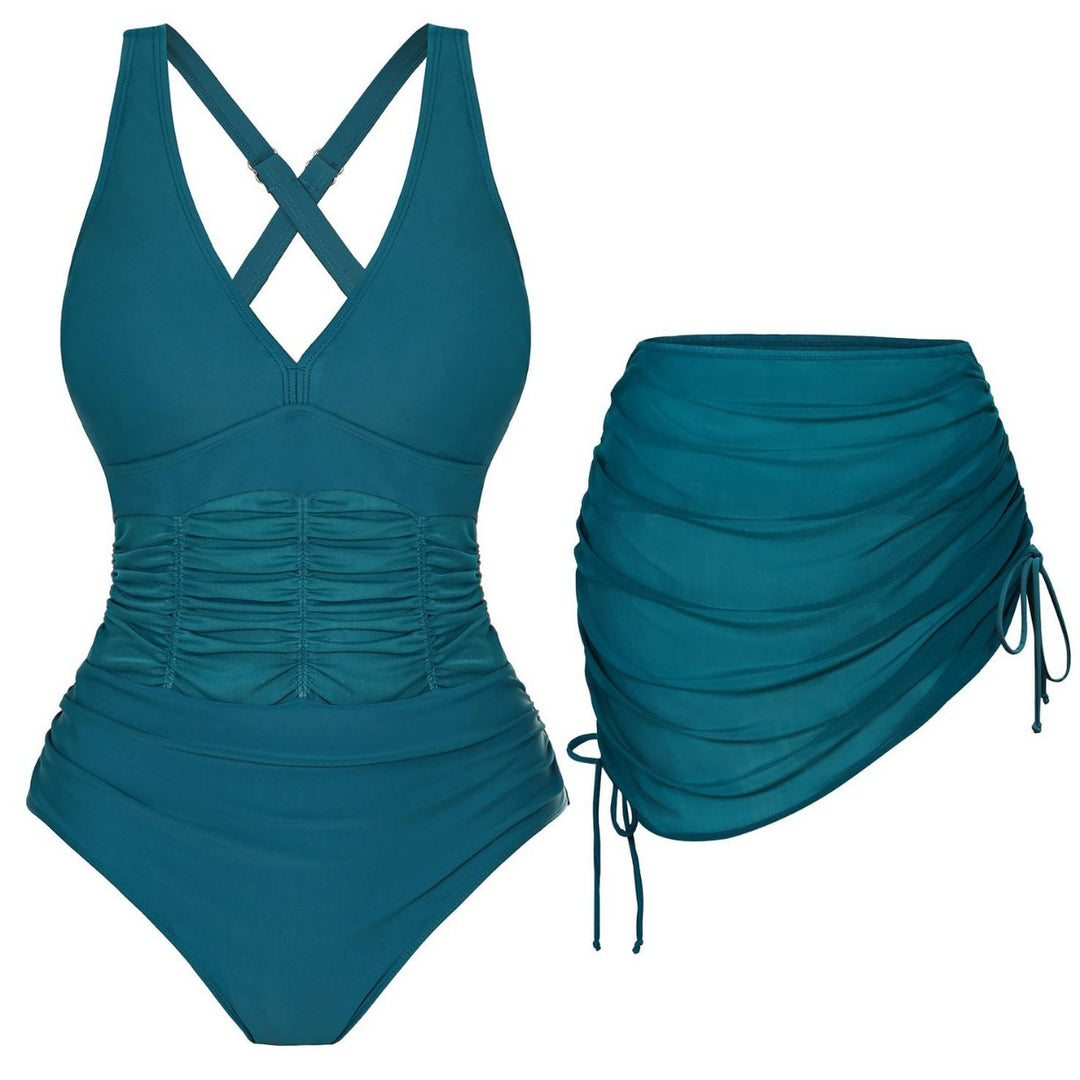 Damen Einteiliges Badeoutfit mit modischer Raffung EB