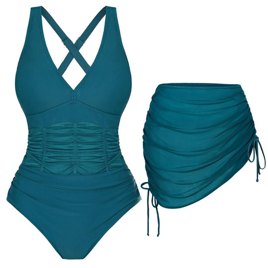Damen Einteiliges Badeoutfit mit modischer Raffung EB