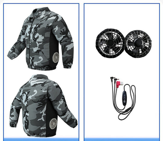 Unisex nan ventilated work cooling jacket with side vent inserts, removable battery compartment and reflective inserts EB