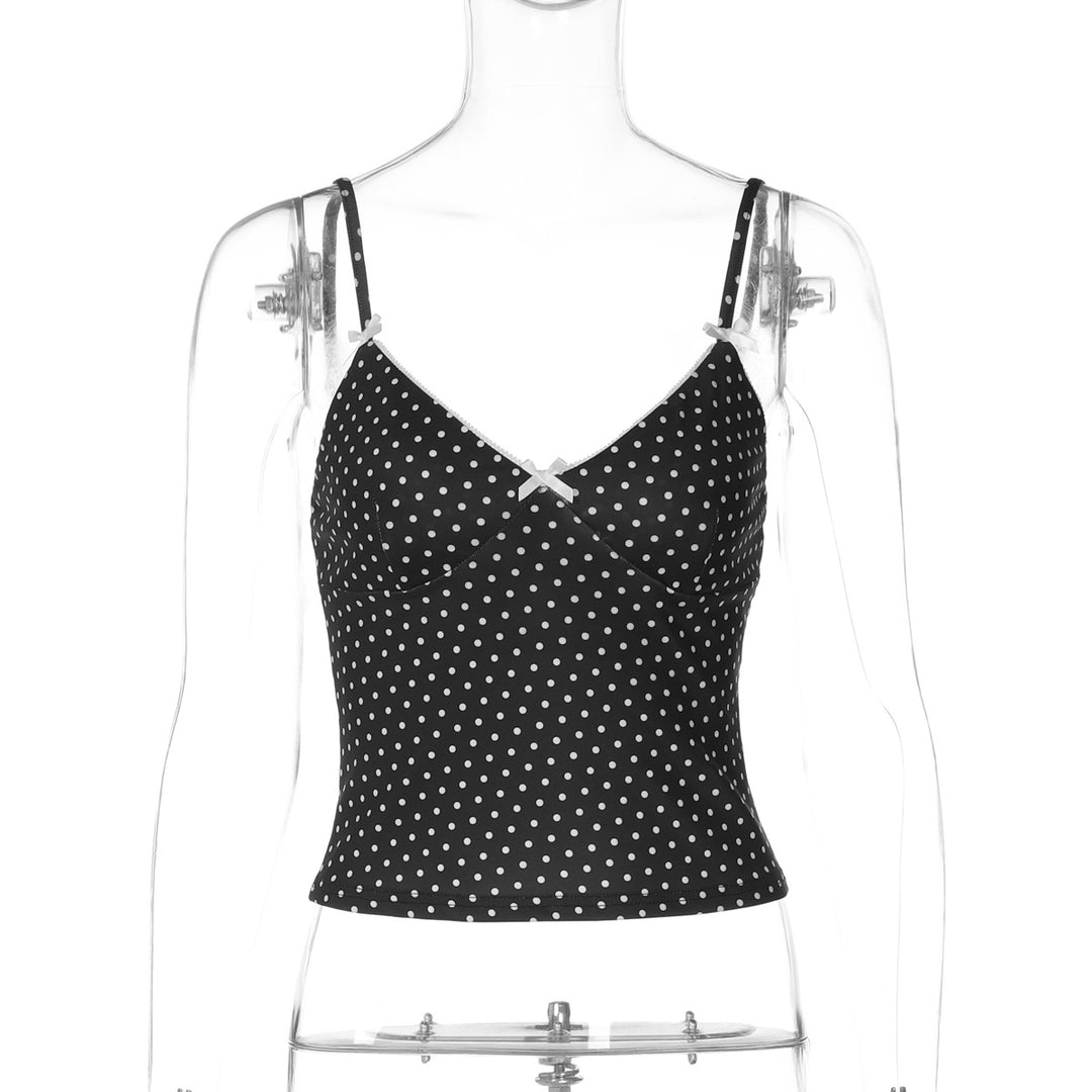 Damen Trägertop mit verspieltem Punktedesign und zarten Schleifen EB