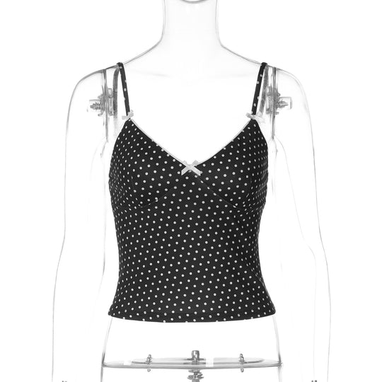 Damen Trägertop mit verspieltem Punktedesign und zarten Schleifen EB