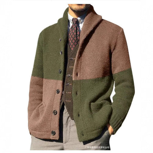 Herren Strickjacke mit modernem Schalkragen und durchgehendem Knopfverschluss EB