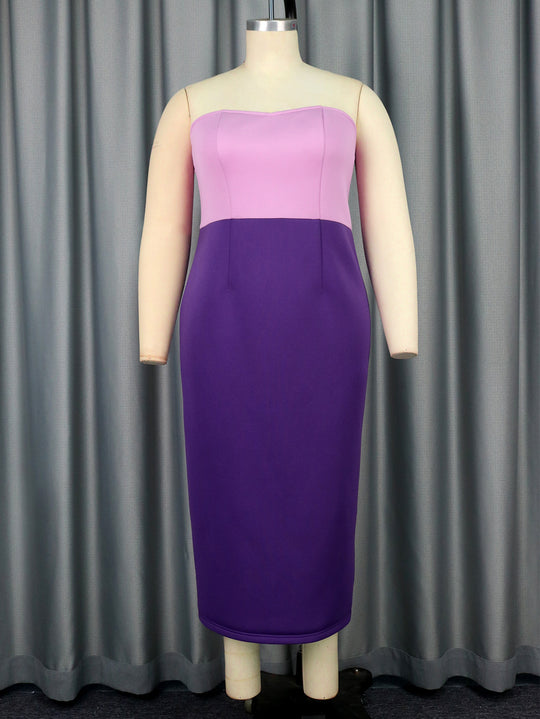 Damen figurbetontes Cocktailkleid mit schulterfreiem Design und Farbverlauf EB