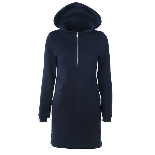 Damen Sweatshirtkleid mit Kapuze und Reißverschluss EB