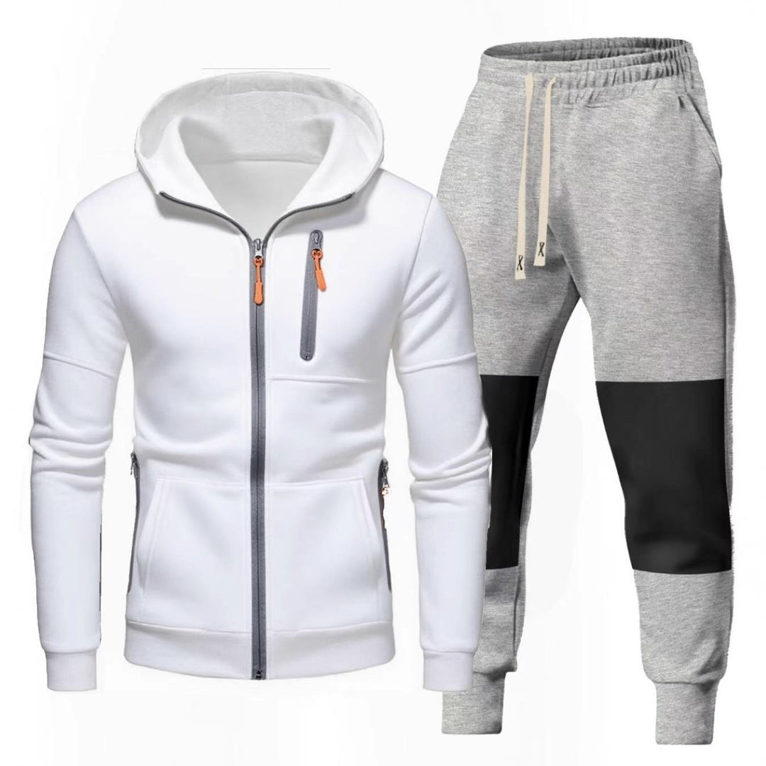 Herren Sportliches Hoodie- und Jogginghose-Set mit Funktionalen Reißverschlusstaschen EB