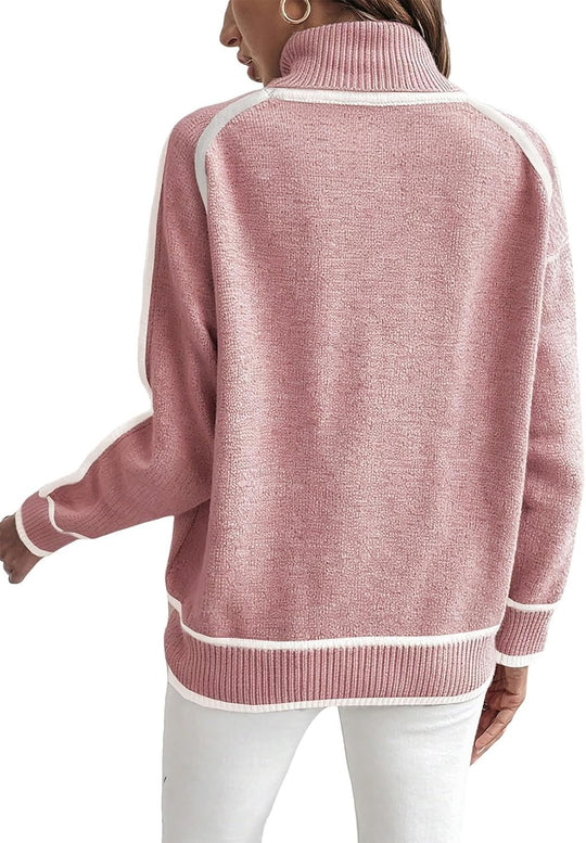 Damen Übergroße Strickpullover mit Stehkragen EB