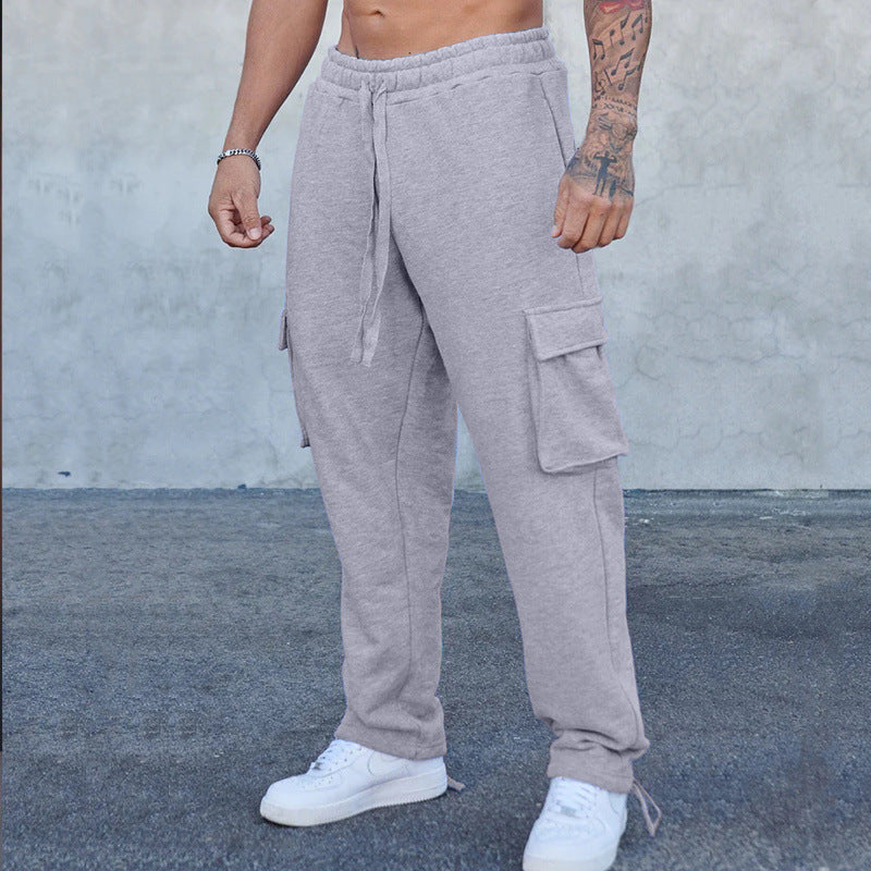 Herren entspannte Cargo-Hose mit praktischem Taschen-Design und elastischem Bund EB