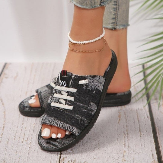 Damen Freizeitschuhe mit modischem Offene Zehen Bereich EB