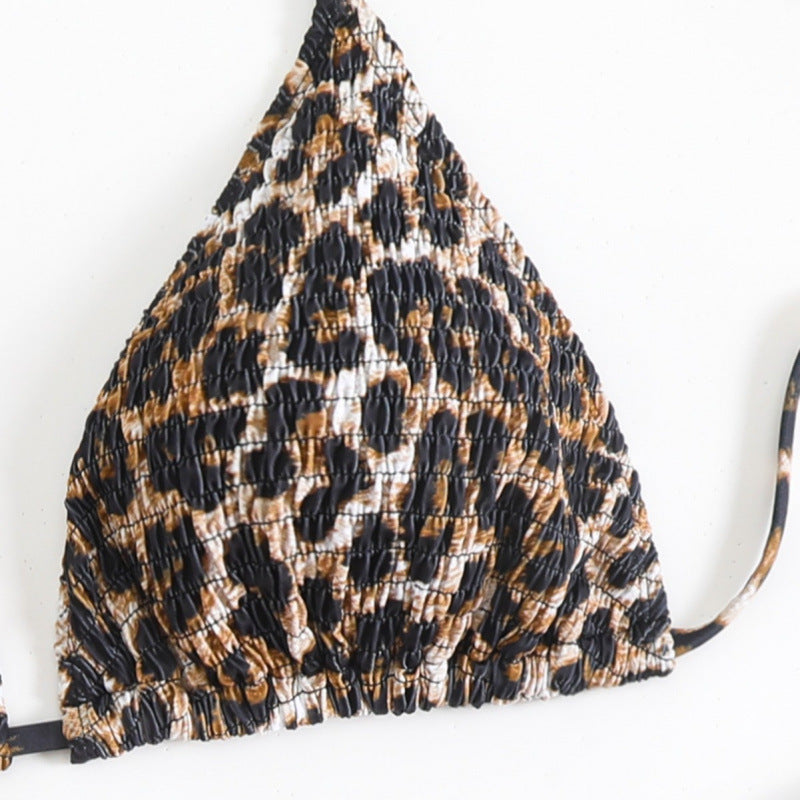 Damen Triangel-Bikini mit trendigem Animalprint und hohem Beinausschnitt EB