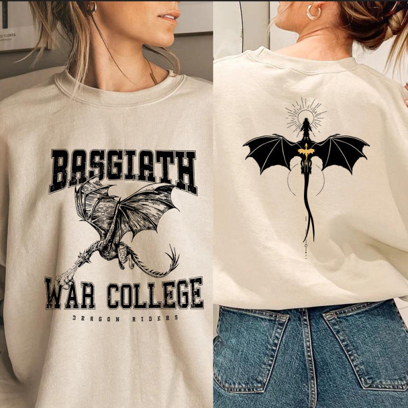 Damen Sweatshirt mit kreativem Drachenmotiv und einzigartigem College-Design EB