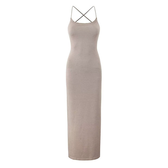 Damen lässiges Maxikleid mit verstellbaren Trägern und elegantem Rücken EB